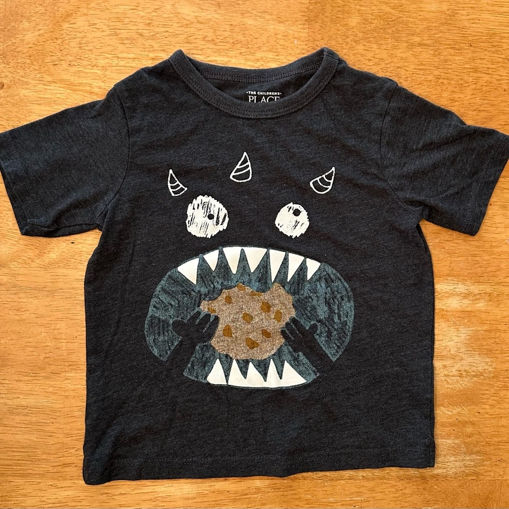 The Children's Place Gray Short Sleeve Monster Tee